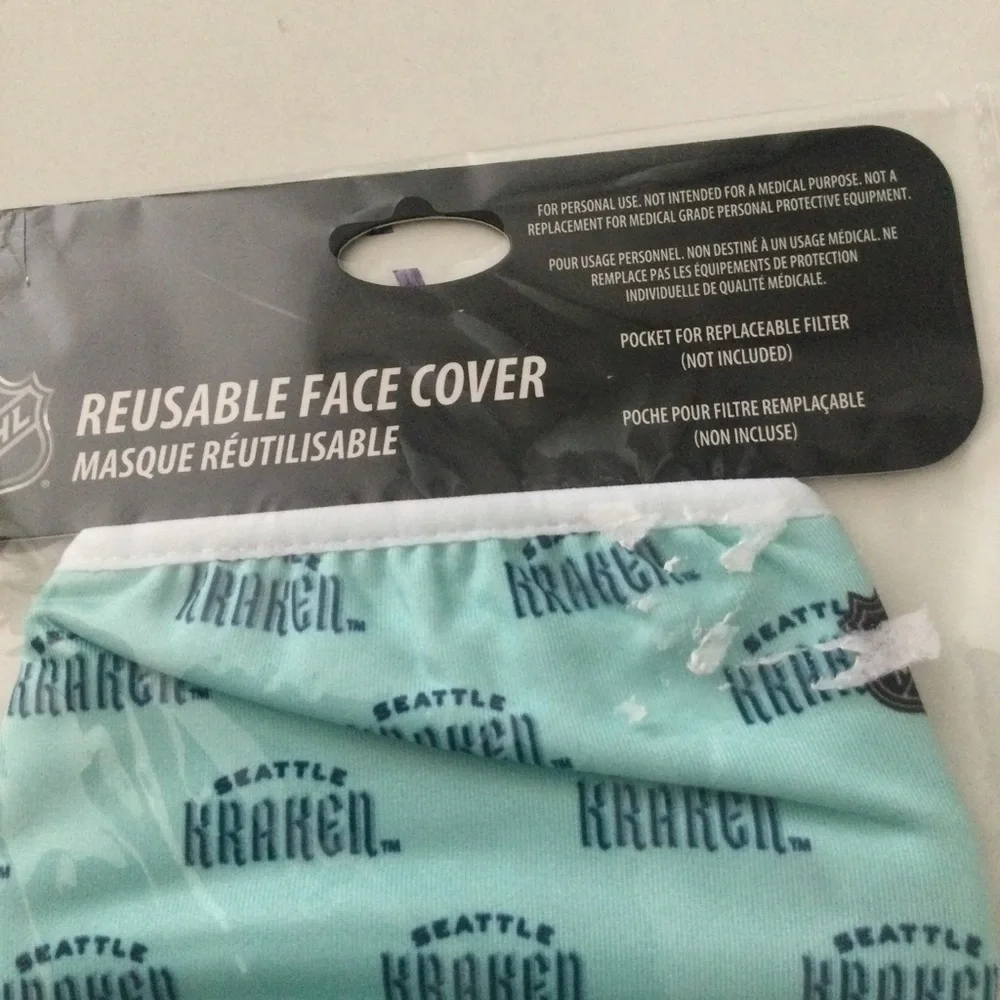 SEATTLE KRAKEN 2 PACK FACE MASKS ADULT NHL HOCKEY BY FOCO NWT